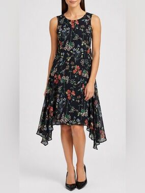 Tommy Hilfiger | Dresses | Tommy Hilfiger Womens Black Asymmetrical Long  Sleeve Knee Length Sheath Dress 2